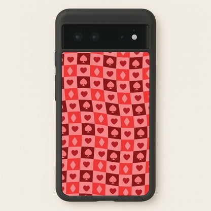 Card Suits Pattern Red  - Clean Girl Aesthetic Phone Case for Google Pixel 6
