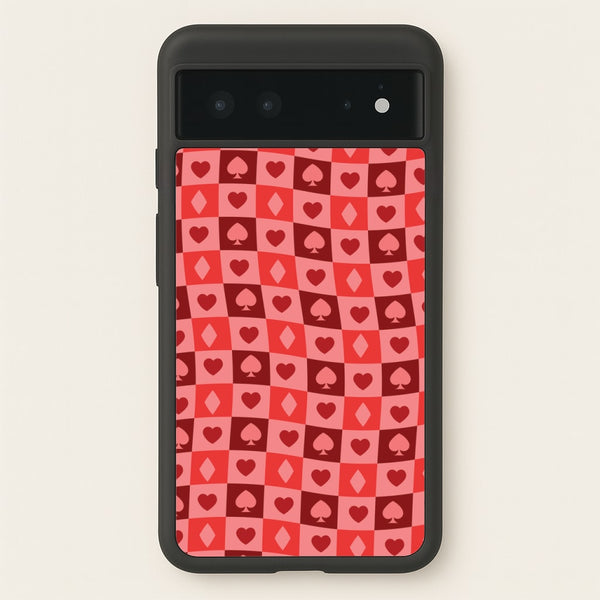 Card Suits Pattern Red  - Clean Girl Aesthetic Phone Case for Google Pixel 6