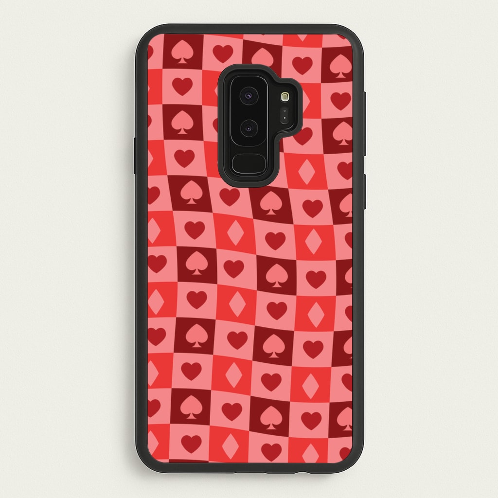 Card Suits Pattern Red  - Clean Girl Aesthetic Phone Case for Galaxy S9 Plus