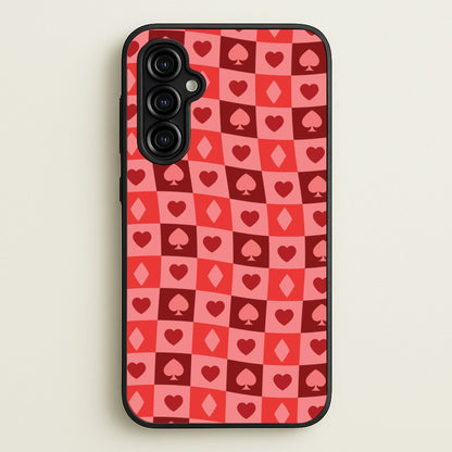 Card Suits Pattern Red  - Clean Girl Aesthetic Phone Case for Galaxy A54