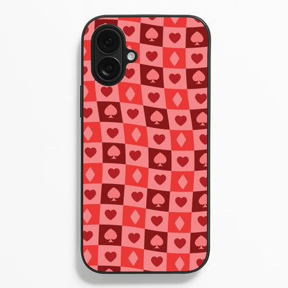 Card Suits Pattern Red  - Clean Girl Aesthetic Phone Case for iPhone 16 Plus
