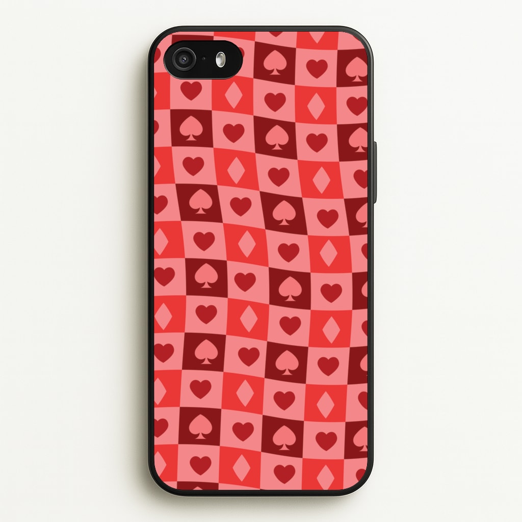 Card Suits Pattern Red  - Clean Girl Aesthetic Phone Case for iPhone 5 / 5s / SE 2016