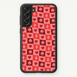 Card Suits Pattern Red  - Clean Girl Aesthetic Phone Case for Galaxy S21 Plus