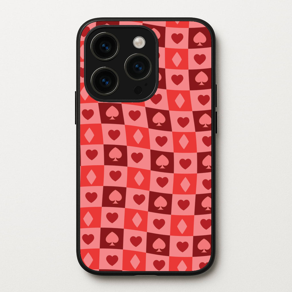 Card Suits Pattern Red  - Clean Girl Aesthetic Phone Case for iPhone 15 Pro Max