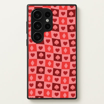 Card Suits Pattern Red  - Clean Girl Aesthetic Phone Case for Galaxy S24 Ultra