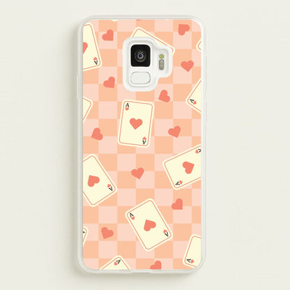Cute Playing Cards And Hearts Pattern  - Clean Girl Aesthetic Phone Case for Galaxy S9