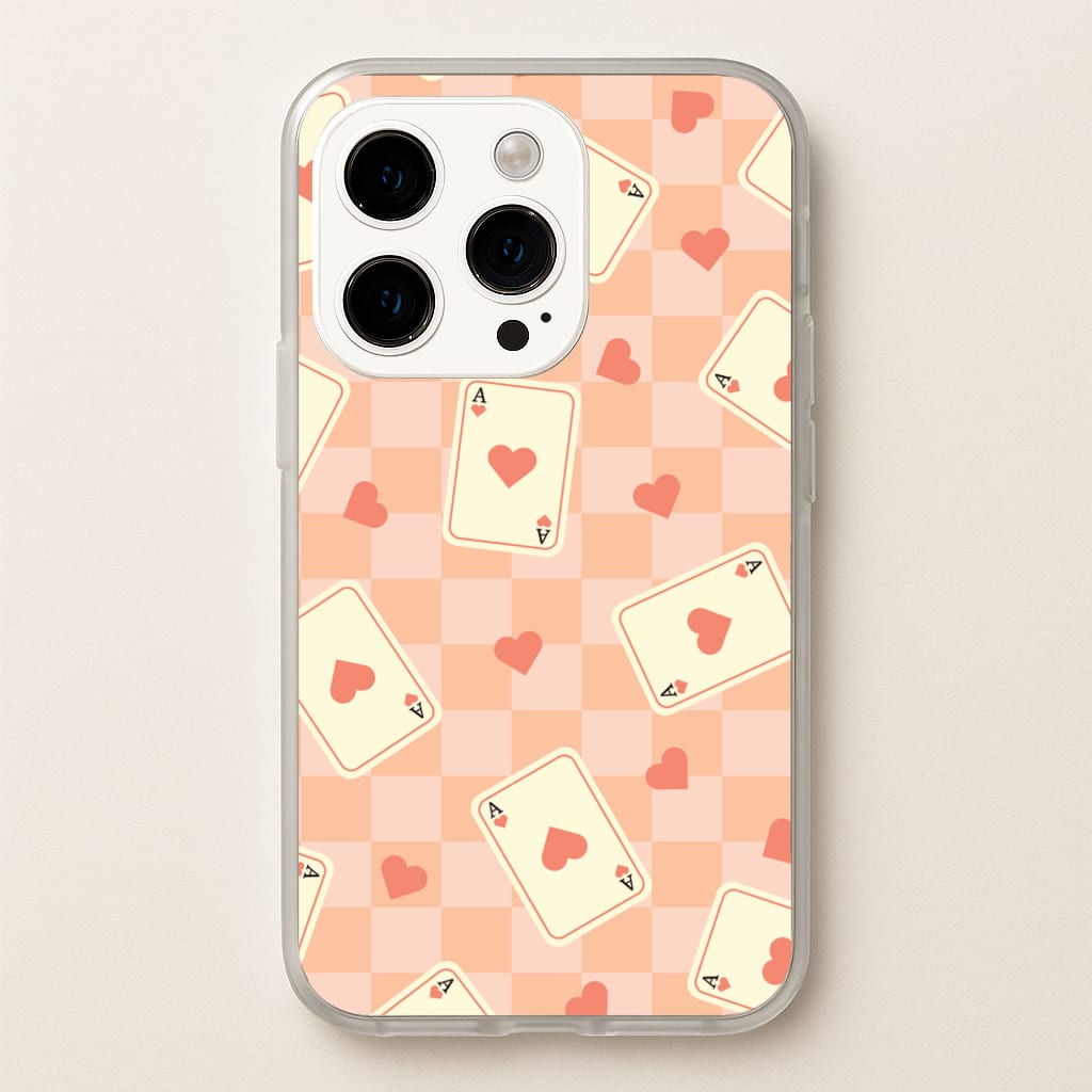 Cute Playing Cards And Hearts Pattern  - Clean Girl Aesthetic Phone Case for iPhone 15 Pro Max