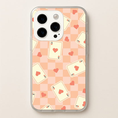 Cute Playing Cards And Hearts Pattern  - Clean Girl Aesthetic Phone Case for iPhone 15 Pro Max