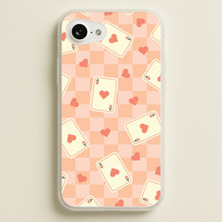 Cute Playing Cards And Hearts Pattern  - Clean Girl Aesthetic Phone Case for iPhone 16e