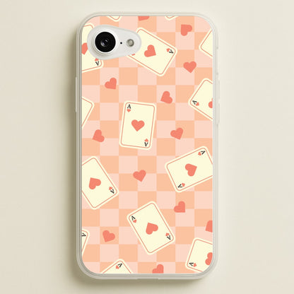 Cute Playing Cards And Hearts Pattern  - Clean Girl Aesthetic Phone Case for iPhone 16e