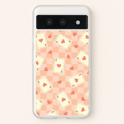 Cute Playing Cards And Hearts Pattern  - Clean Girl Aesthetic Phone Case for Google Pixel 8a