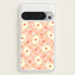 Cute Playing Cards And Hearts Pattern  - Clean Girl Aesthetic Phone Case for Google Pixel 9 Pro XL