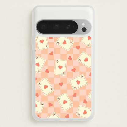 Cute Playing Cards And Hearts Pattern  - Clean Girl Aesthetic Phone Case for Google Pixel 9 Pro XL