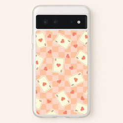 Cute Playing Cards And Hearts Pattern  - Clean Girl Aesthetic Phone Case for Google Pixel 6