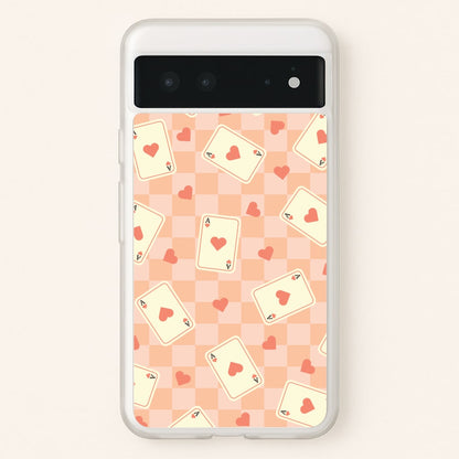 Cute Playing Cards And Hearts Pattern  - Clean Girl Aesthetic Phone Case for Google Pixel 6
