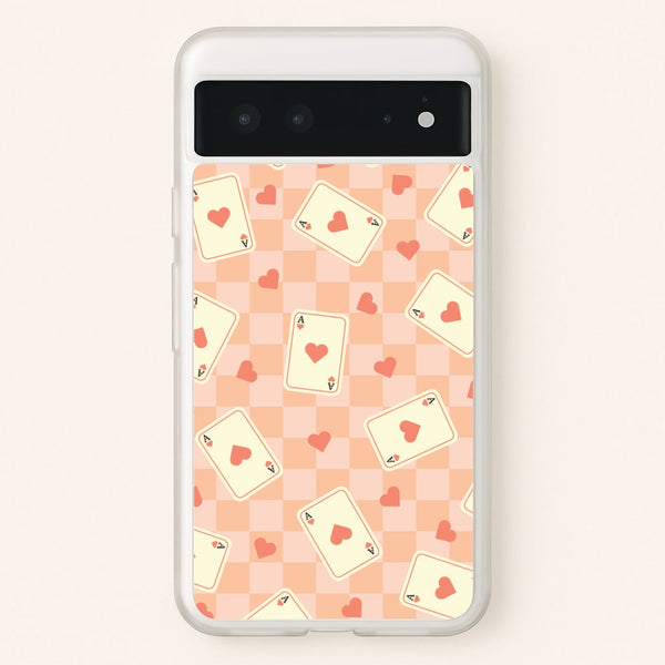Cute Playing Cards And Hearts Pattern  - Clean Girl Aesthetic Phone Case for Google Pixel 6