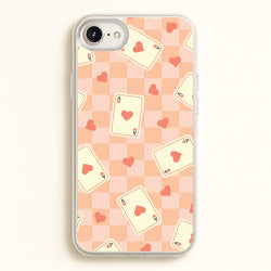 Cute Playing Cards And Hearts Pattern  - Clean Girl Aesthetic Phone Case for iPhone 6 / 7 / 8 / SE