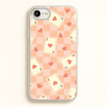 Cute Playing Cards And Hearts Pattern  - Clean Girl Aesthetic Phone Case for iPhone 6 / 7 / 8 / SE