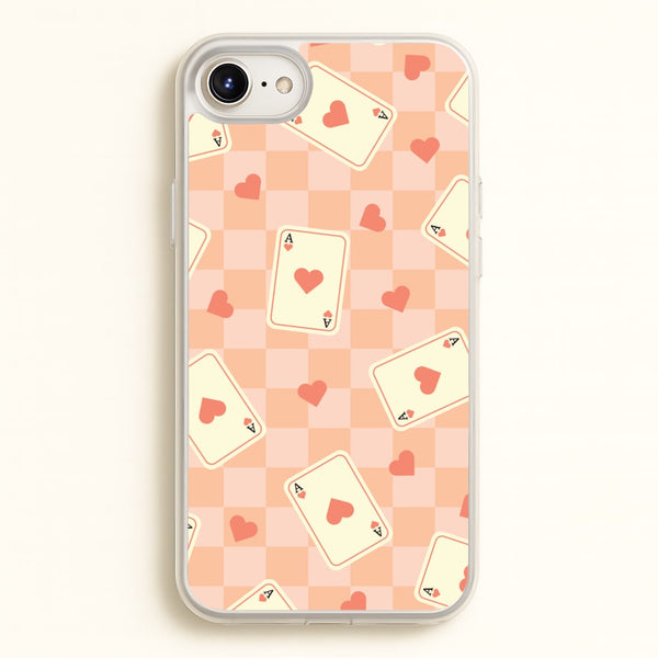 Cute Playing Cards And Hearts Pattern  - Clean Girl Aesthetic Phone Case for iPhone 6 / 7 / 8 / SE
