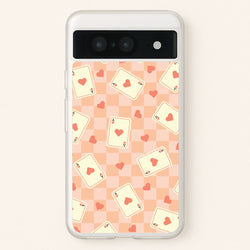 Cute Playing Cards And Hearts Pattern  - Clean Girl Aesthetic Phone Case for Google Pixel 8