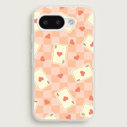 Cute Playing Cards And Hearts Pattern  - Clean Girl Aesthetic Phone Case for Google Pixel 9a