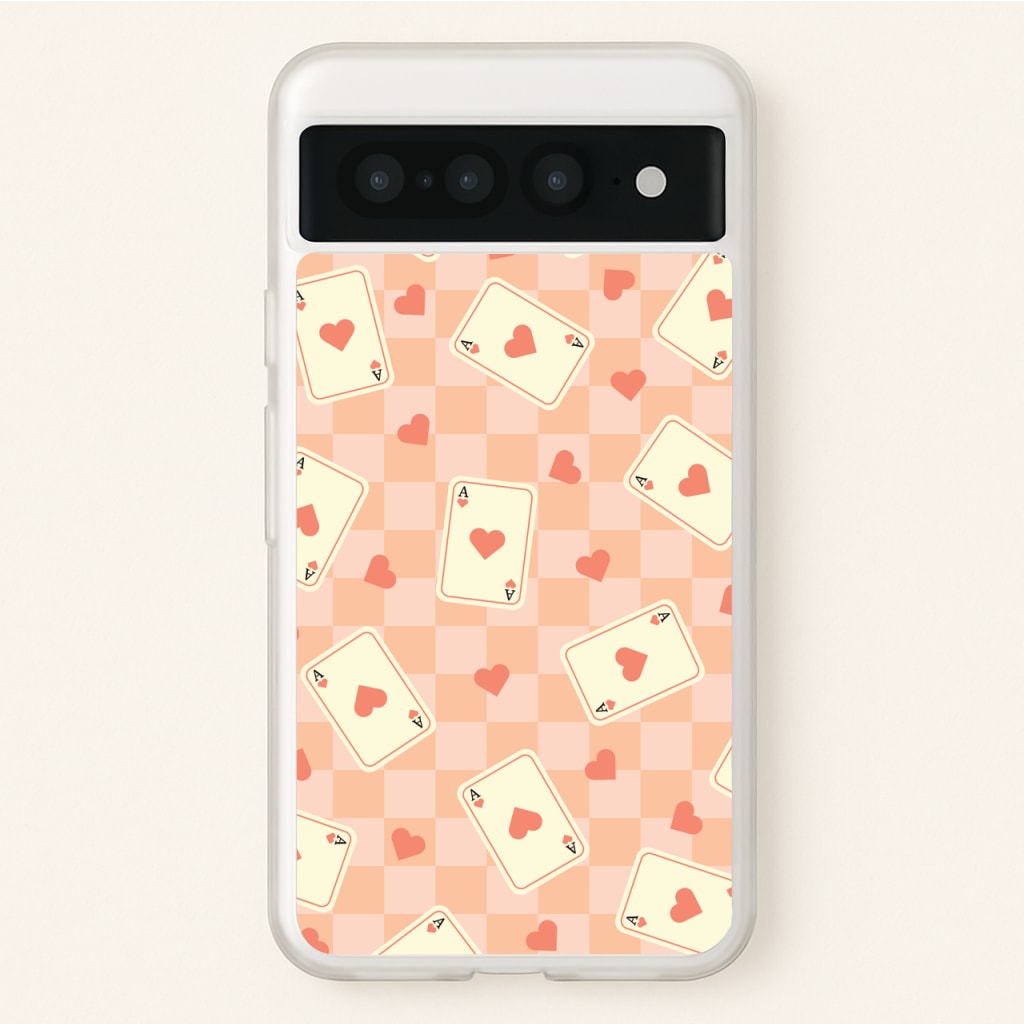 Cute Playing Cards And Hearts Pattern  - Clean Girl Aesthetic Phone Case for Google Pixel 7 Pro