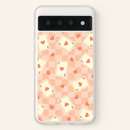 Cute Playing Cards And Hearts Pattern  - Clean Girl Aesthetic Phone Case for Google Pixel 7 Pro