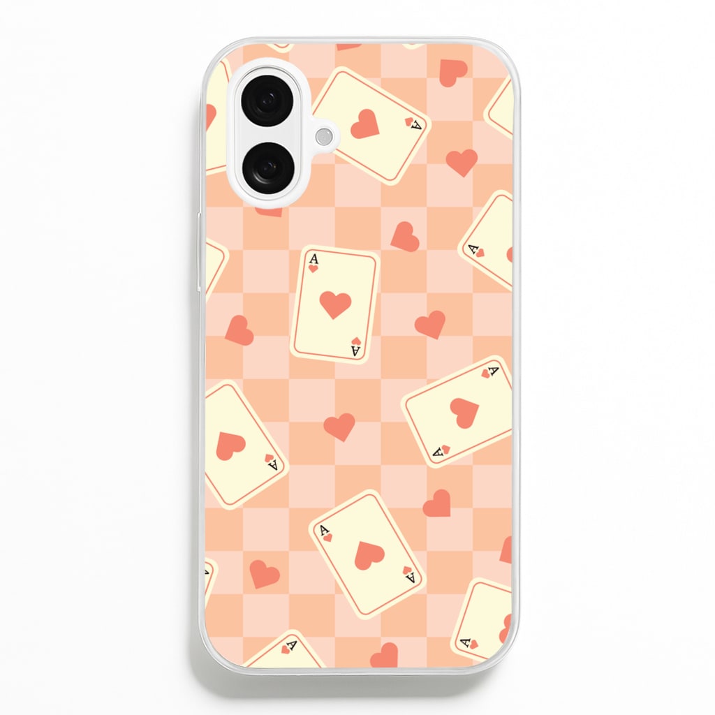 Cute Playing Cards And Hearts Pattern  - Clean Girl Aesthetic Phone Case for iPhone 16 Plus
