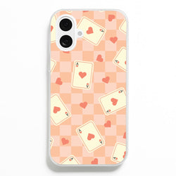 Cute Playing Cards And Hearts Pattern  - Clean Girl Aesthetic Phone Case for iPhone 16 Plus