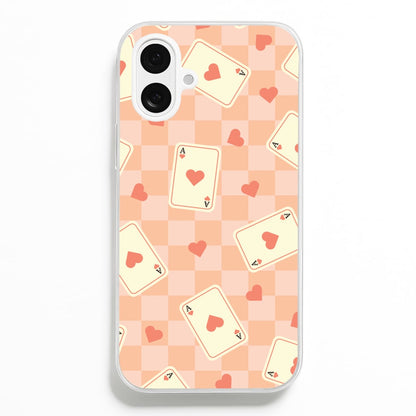 Cute Playing Cards And Hearts Pattern  - Clean Girl Aesthetic Phone Case for iPhone 16 Plus