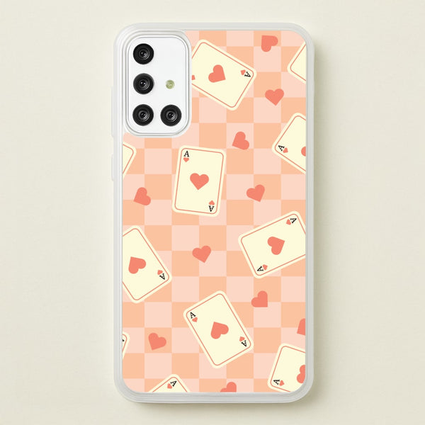 Cute Playing Cards And Hearts Pattern  - Clean Girl Aesthetic Phone Case for Galaxy A71