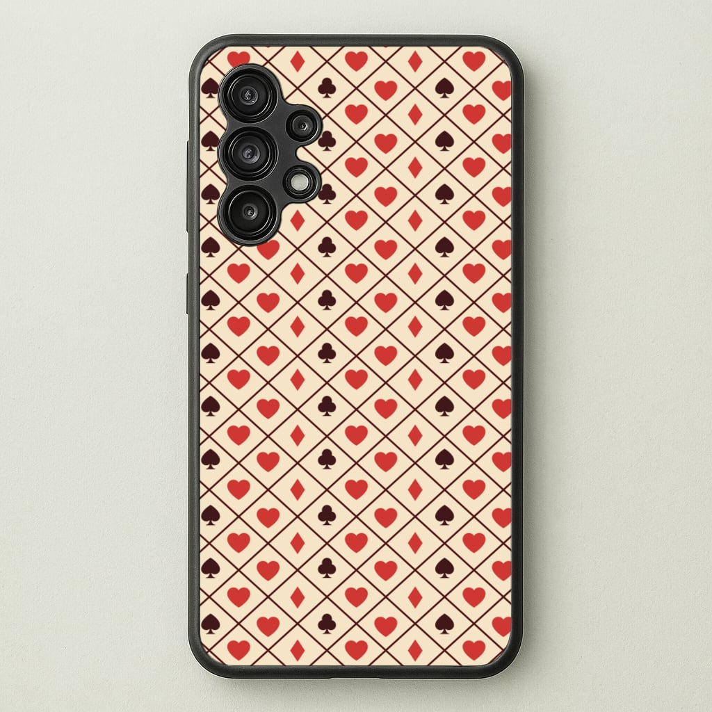Zig-Zag Card Suits Pattern  - Clean Girl Aesthetic Phone Case for Galaxy A13