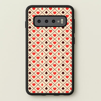 Zig-Zag Card Suits Pattern  - Clean Girl Aesthetic Phone Case for Galaxy S10 Plus