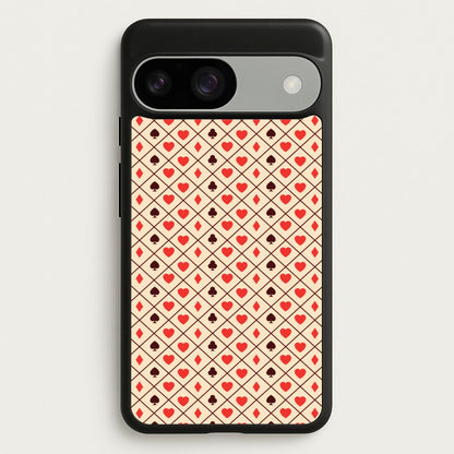 Zig-Zag Card Suits Pattern  - Clean Girl Aesthetic Phone Case for Google Pixel 9 / 9 Pro