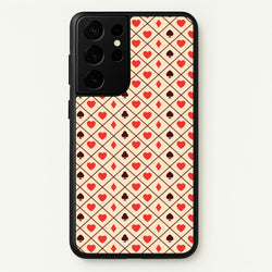 Zig-Zag Card Suits Pattern  - Clean Girl Aesthetic Phone Case for Galaxy S21 Ultra