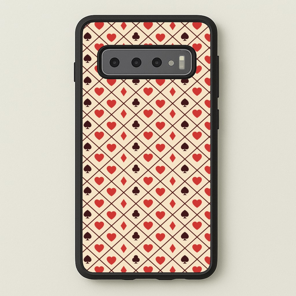 Zig-Zag Card Suits Pattern  - Clean Girl Aesthetic Phone Case for Galaxy S10