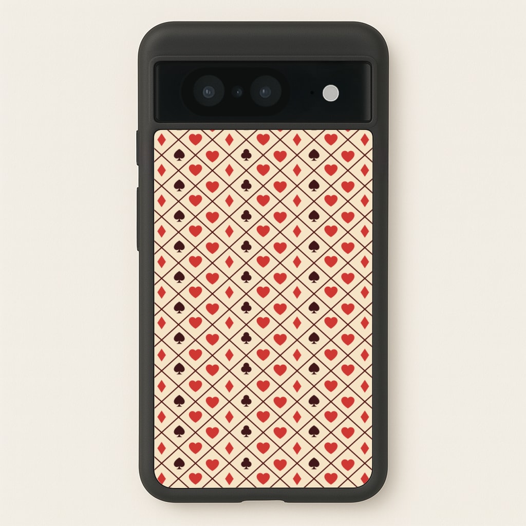 Zig-Zag Card Suits Pattern  - Clean Girl Aesthetic Phone Case for Google Pixel 8