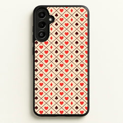 Zig-Zag Card Suits Pattern  - Clean Girl Aesthetic Phone Case for Galaxy A34