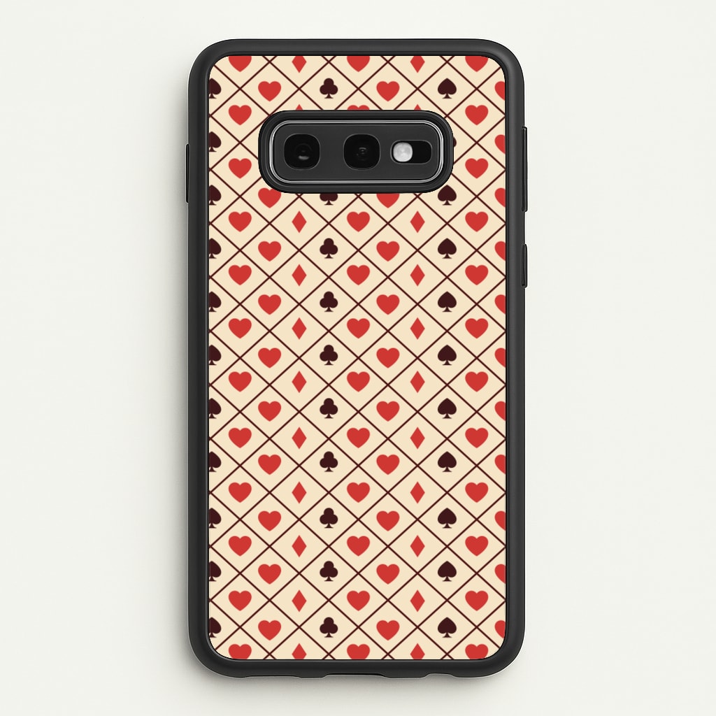 Zig-Zag Card Suits Pattern  - Clean Girl Aesthetic Phone Case for Galaxy S10e
