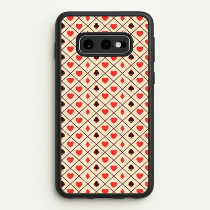 Zig-Zag Card Suits Pattern  - Clean Girl Aesthetic Phone Case for Galaxy S10e