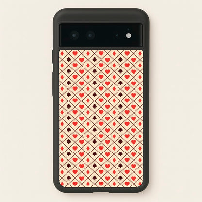 Zig-Zag Card Suits Pattern  - Clean Girl Aesthetic Phone Case for Google Pixel 6