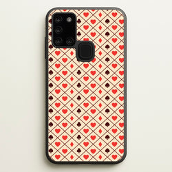 Zig-Zag Card Suits Pattern  - Clean Girl Aesthetic Phone Case for Galaxy A21s