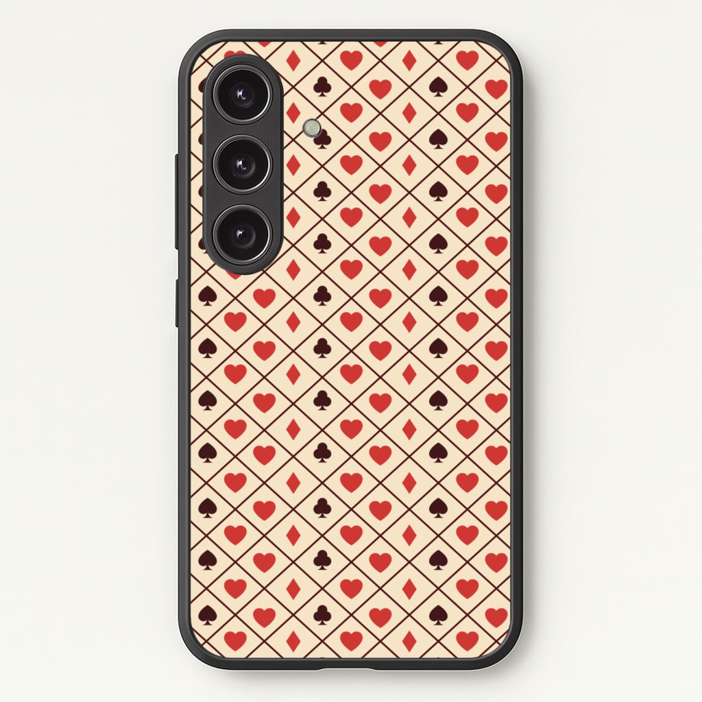 Zig-Zag Card Suits Pattern  - Clean Girl Aesthetic Phone Case for Galaxy S24