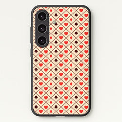 Zig-Zag Card Suits Pattern  - Clean Girl Aesthetic Phone Case for Galaxy S24
