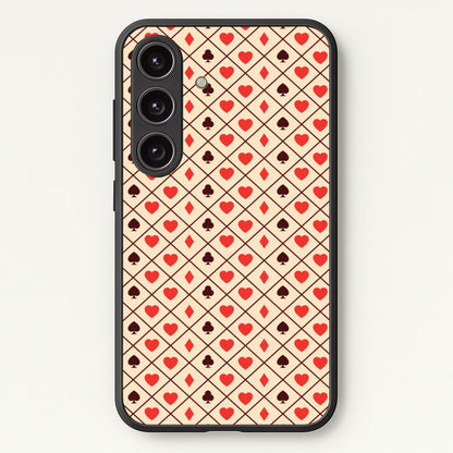 Zig-Zag Card Suits Pattern  - Clean Girl Aesthetic Phone Case for Galaxy S24