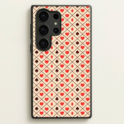 Zig-Zag Card Suits Pattern  - Clean Girl Aesthetic Phone Case for Galaxy S25 Ultra