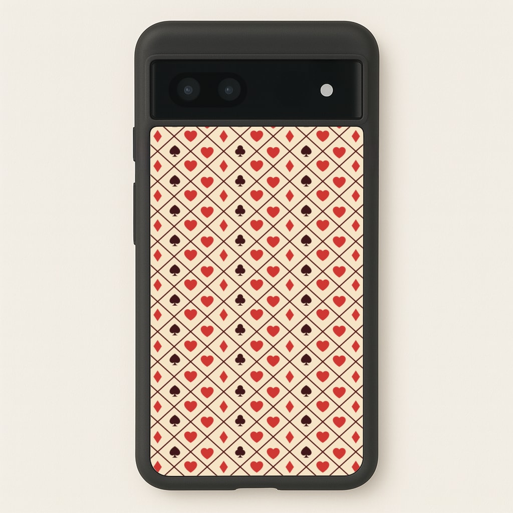 Zig-Zag Card Suits Pattern  - Clean Girl Aesthetic Phone Case for Google Pixel 7a