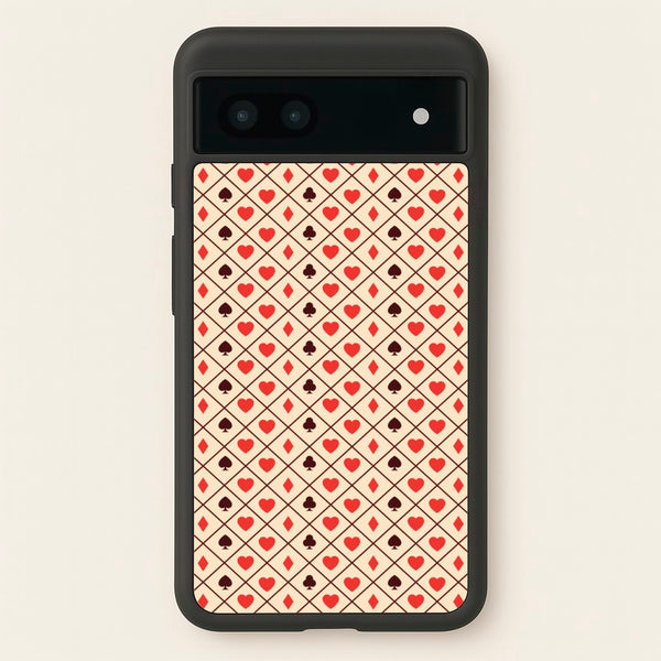 Zig-Zag Card Suits Pattern  - Clean Girl Aesthetic Phone Case for Google Pixel 7a
