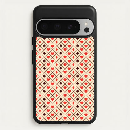 Zig-Zag Card Suits Pattern  - Clean Girl Aesthetic Phone Case for Google Pixel 9 Pro XL