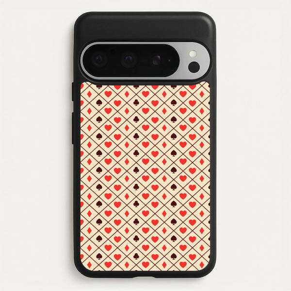Zig-Zag Card Suits Pattern  - Clean Girl Aesthetic Phone Case for Google Pixel 9 Pro XL